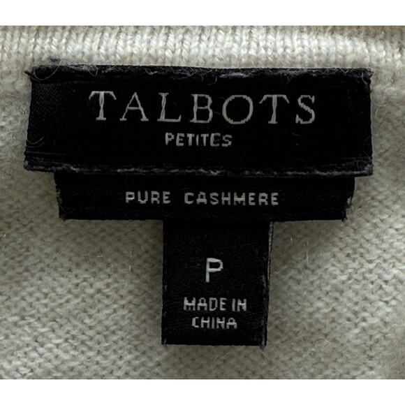 Talbots Petites Women’s 100% Cashmere Cream Sweater Quite Luxury Timeless Sz PS - Picture 5 of 8